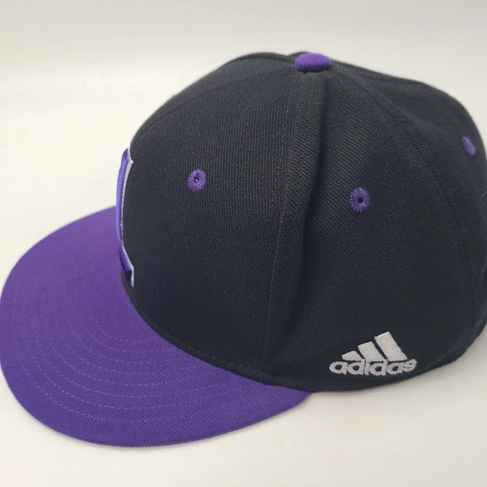 Adidas Hat Fitted L-XL Black Purple‎ Lions L Logo Flat Brim Baseball Casual Men